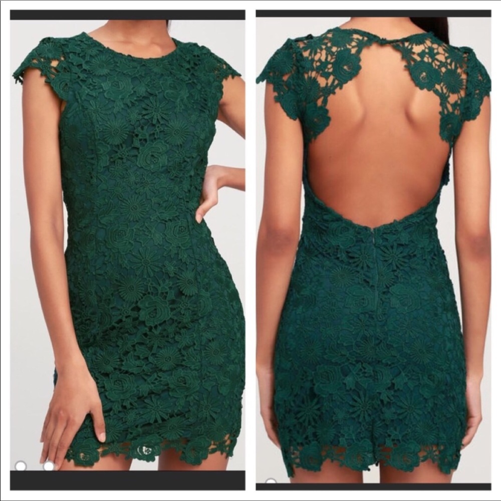 Lulu’s green lace backless mini dress NWT